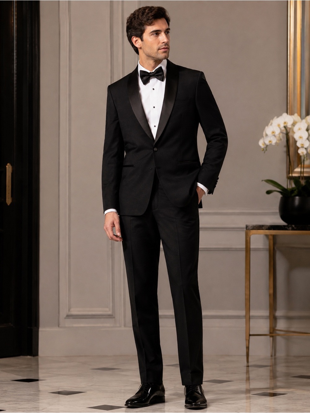 Burberry Men’s Black Tuxedo Suit 46R Made in Italy Wool Mohair Blend